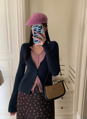 MOWENTI文文婷【11/10 20:00PM】小众设计感假两件撞色针织开衫