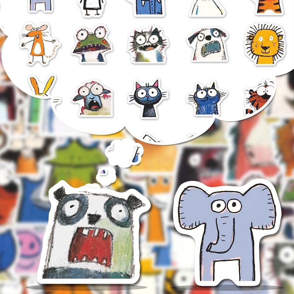 162贴搞怪头像简笔画贴纸新款卡通趣味ins风抽象表情包笔记本贴画