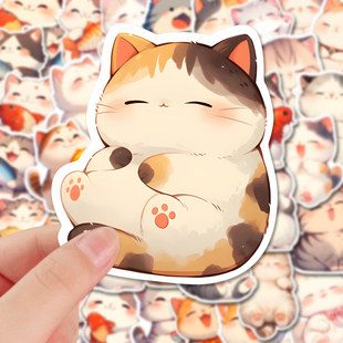 喵喵团子贴纸可爱卡通猫咪手账素材自粘贴diy装饰平板手机壳贴画