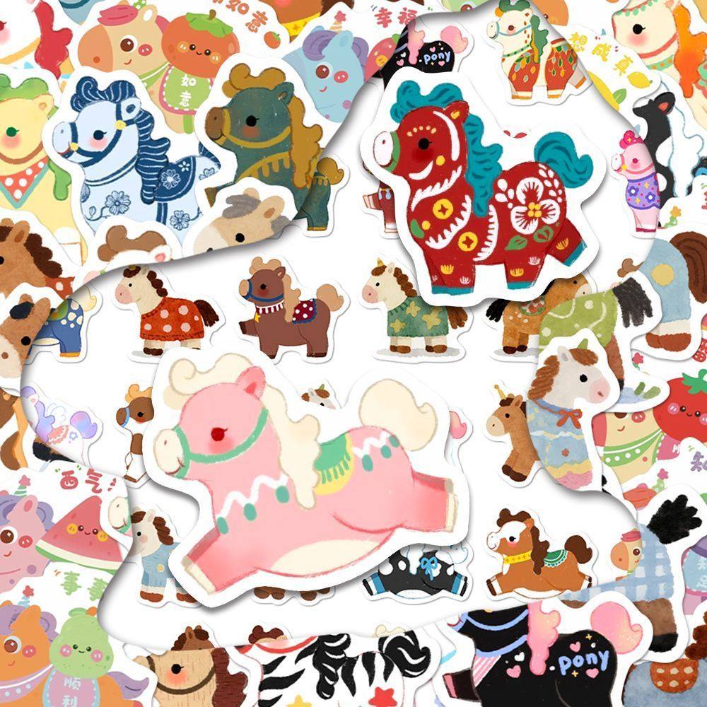 112张小马贴纸卡通可爱简约多巴胺缤纷小动物趣味手机装饰diy贴画,文具电教/文化用品/商务用品,贴纸/立体贴纸,淘宝优惠券,粉丝福利购,淘宝优惠卷
