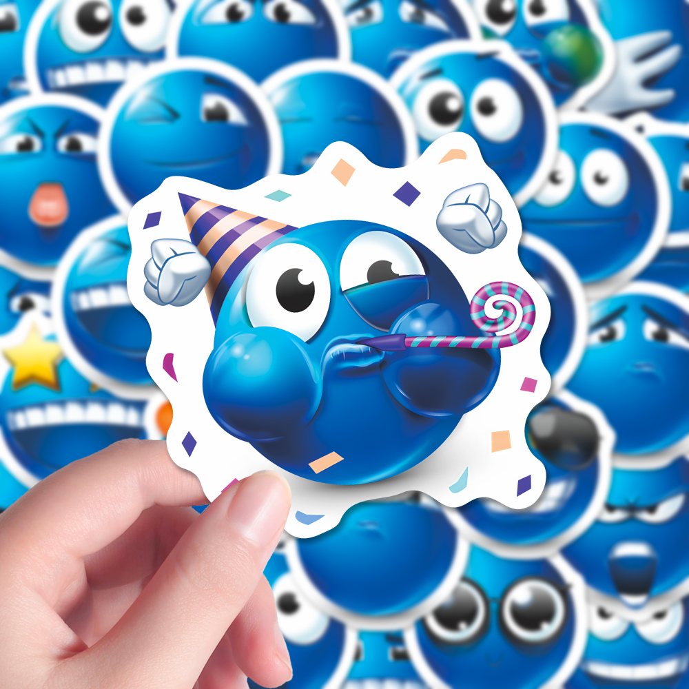 趣味抽象小蓝豆素材emoji贴纸DIY