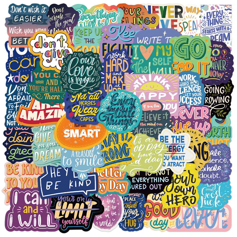 100张励志英文贴纸笔记本电脑手账本手机壳装饰防水跨境爆款贴画