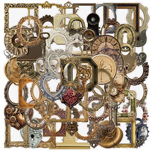 100张复古镂空相框PET贴纸笔记版手账diy素材吉他拍立得装饰贴纸