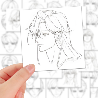 绘画发型模版贴纸手绘素描参考