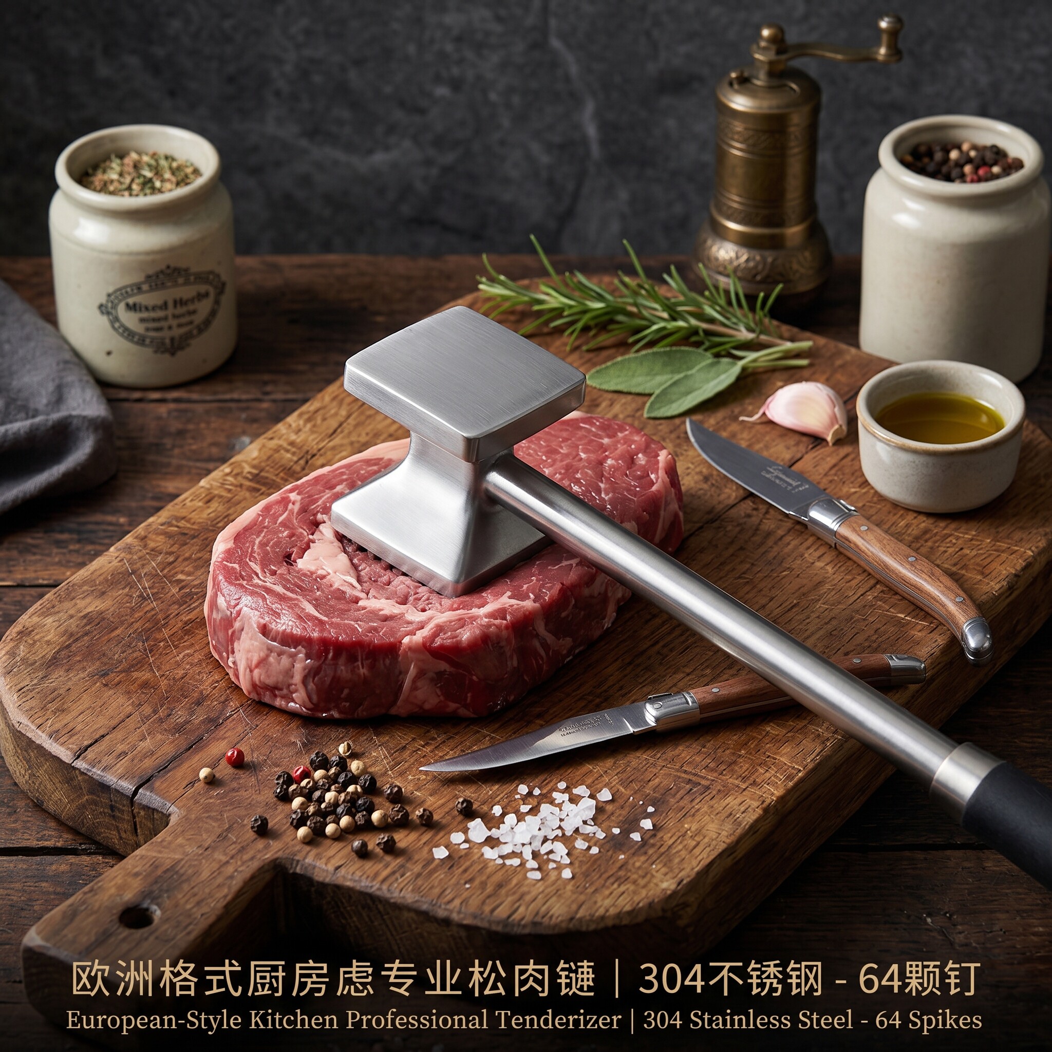 304不锈钢敲肉锤食品级大排牛排锤砸肉锤家用锤子敲肉厨房商松肉