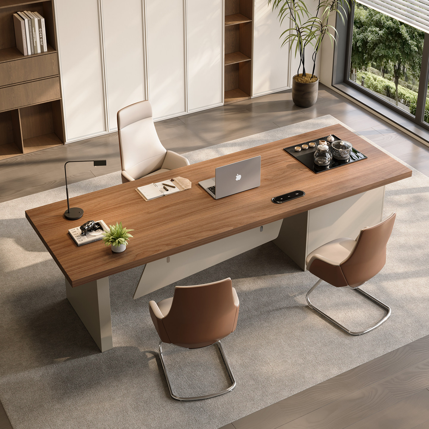 现代简约实木老板桌茶桌办公桌椅组合中式高端大班台带茶台一体式,住宅家具,家用茶台/茶桌,淘宝优惠券,粉丝福利购,淘宝优惠卷