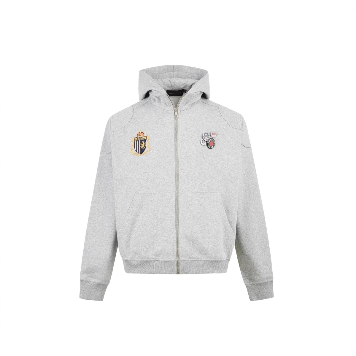 美式复古diy徽章刺绣裁剪廓形短宽2024秋季新款外套连帽卫衣男女