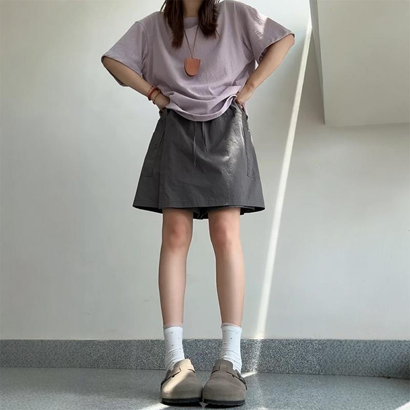灰色工装裙裤小个子女夏胖mm大码a字短裙五分山本阔腿休闲短裤裙
