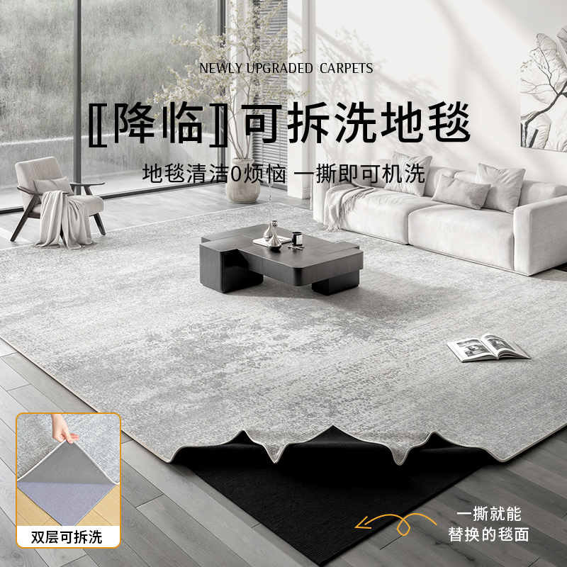 客厅现代简约圈绒可拆洗地毯