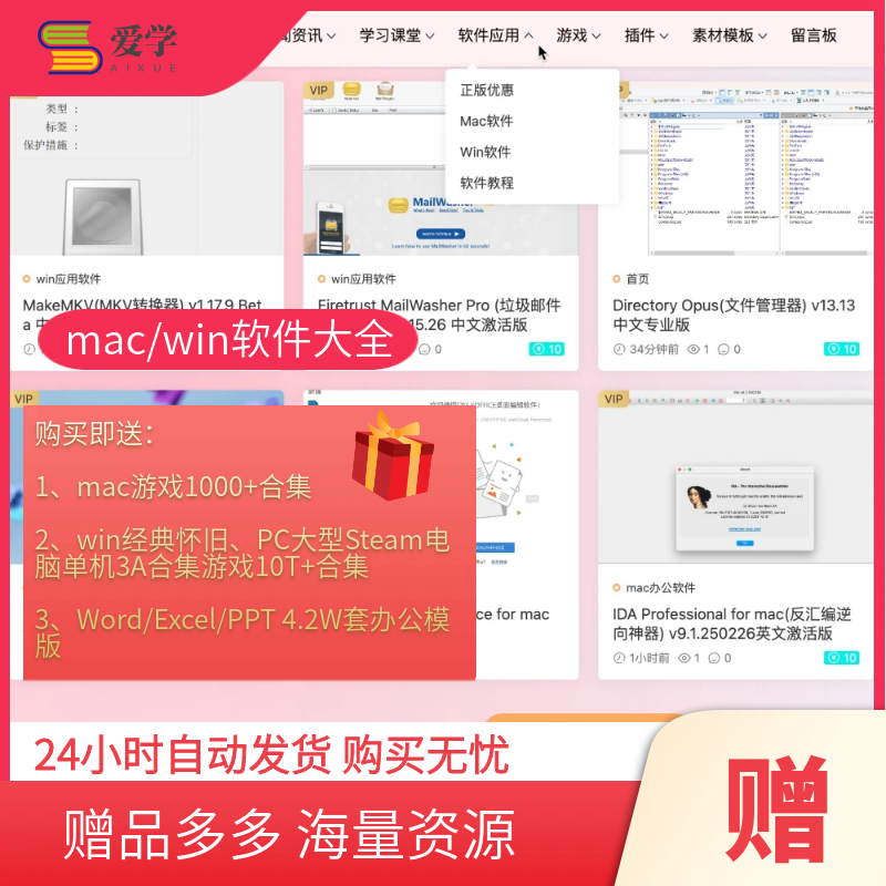 mac软件macbook苹果电脑应用+windows软件游戏等合集axuezy站