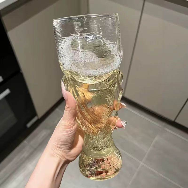 大力神啤酒杯大容量足球杯透明玻璃杯创意高级感扎啤杯子精酿酒杯