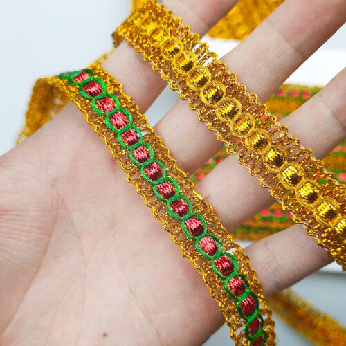 1.5cm绿加红金色8字花边手工diy材料彩色蜈蚣边围边装饰辅料