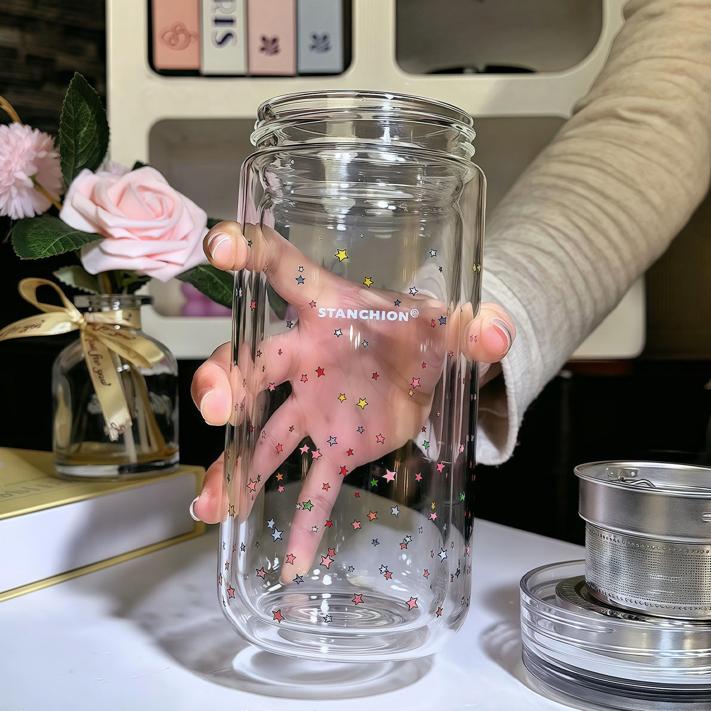 大容量星星玻璃杯高硼硅双层茶