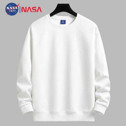 NASA卫衣男春秋款圆领纯色冬季加绒加厚保暖打底衫宽松休闲上衣