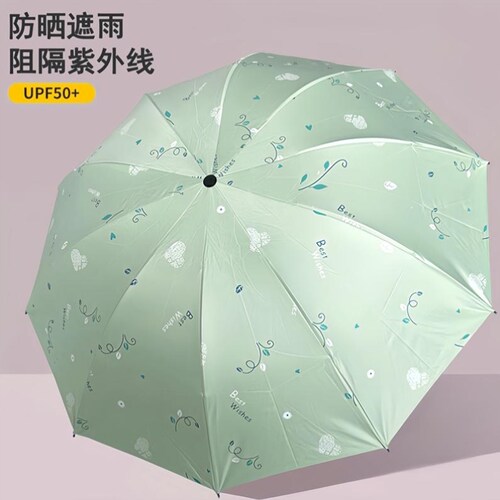 晴雨两用新中式雨伞印花双层防晒伞黑胶遮阳伞女士学生防紫外线伞
