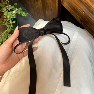 蝴蝶结飘带发夹高级感低马尾半扎发甜美公主风弹簧夹鸭嘴卡发饰女