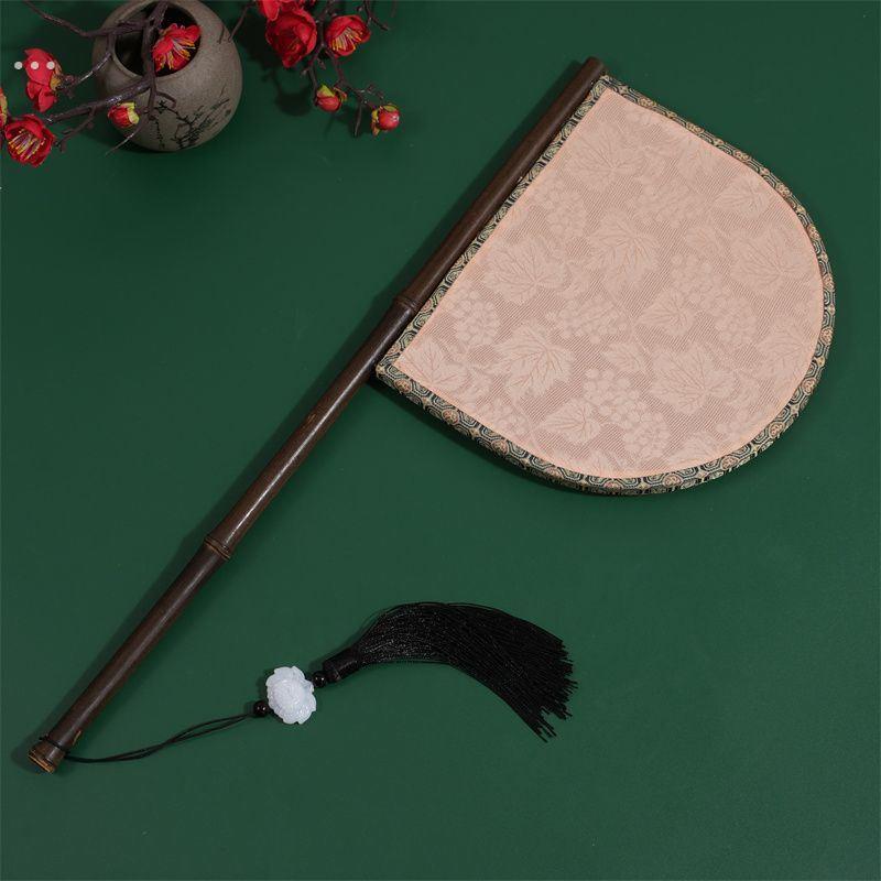 战国袍扇子彷革丝长柄异形刀把扇汉服走秀拍照道具古风遮面便面扇