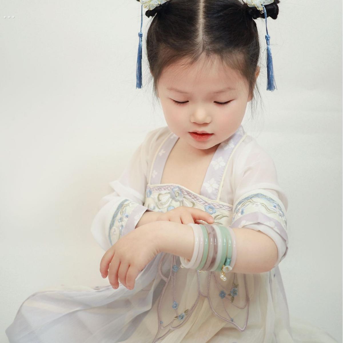 少儿手镯女手串叮当镯一对手炼女夏玻璃手镯闺蜜首饰女生生日礼物