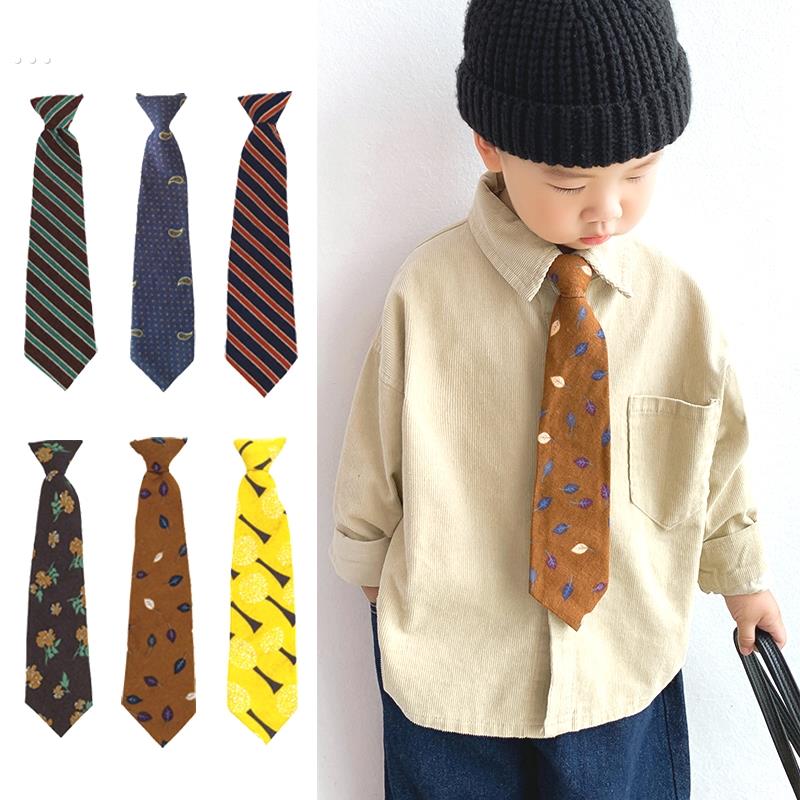 少儿领带男童宝宝套头小领带花童走秀幼儿园ins短款文艺印花潮酷