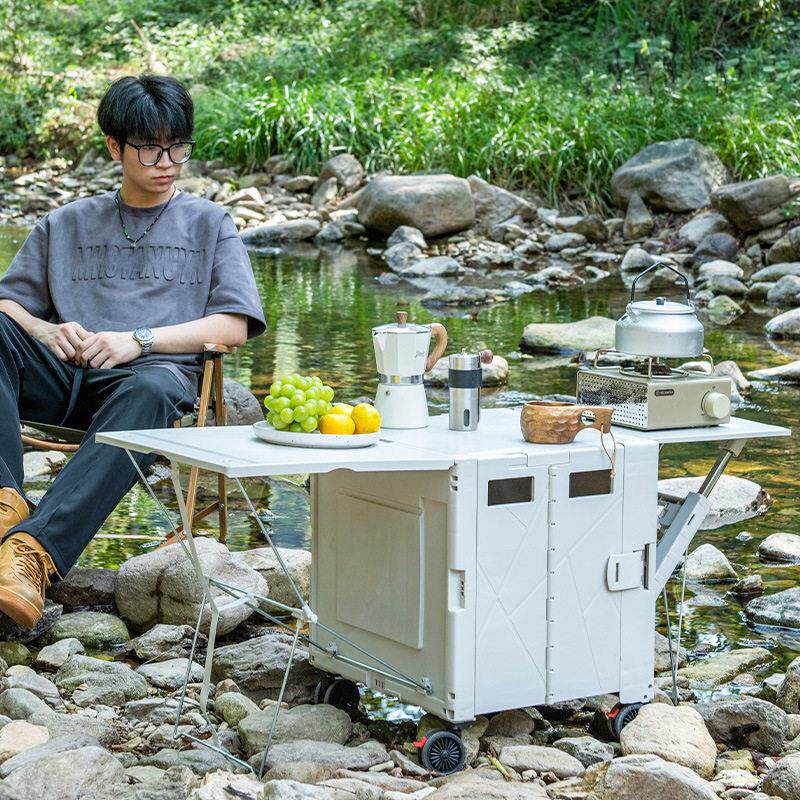 露营箱桌一体户外移动厨房车载野炊储物收纳折叠茶桌咖啡摆摊折叠
