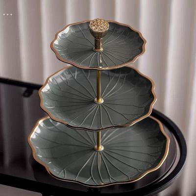 轻奢ins水果盘家用摆放零食盘客厅茶几摆件前台糖果盘多层果盘