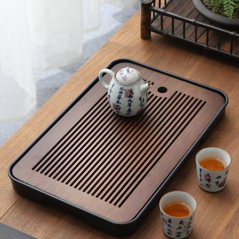 茶盘家用小茶台储水式干泡台竹茶盘沥水盘竹制密胺盘
