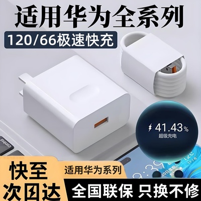 66w/120快充头雷珞克适用华为充电器mate60pro p50 nova8 mate40 p40pro插头适用荣耀80/90/100手机充电头W
