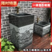 天然大理石水池中式 石头洗手盆室外洗手池石材水池户外洗手台庭院