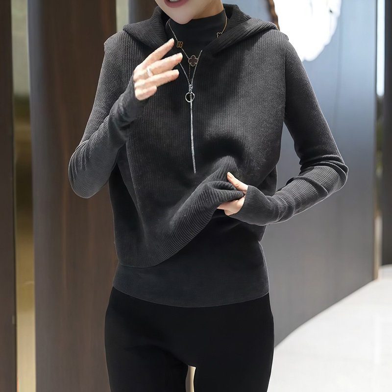 欧货高端大牌纯色无袖针织马甲2025秋季新款连帽设计感马夹上衣女