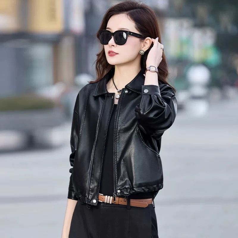 加绒加厚皮衣外套女秋冬季真皮高级感小个子皮夹克今年爆款皮大衣