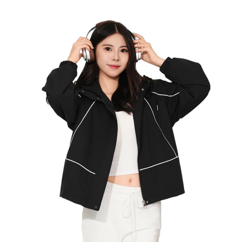 2025新款紫色夹克外套女春秋款厚早春短款秋季韩连帽软壳冲锋衣潮