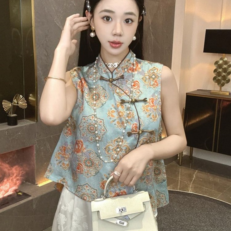 新中式休闲百搭显瘦上衣气质时尚2025夏季新款国风薄款马甲上衣女