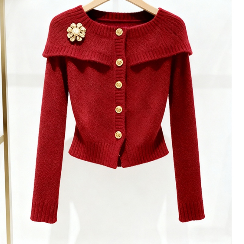 杏色斗篷针织上衣女秋冬季高端巨好看独特漂亮气质小香风毛衣外套