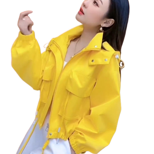 欧洲站时髦运动风纯色连帽长袖外套女2025秋季新款个性设计感上衣