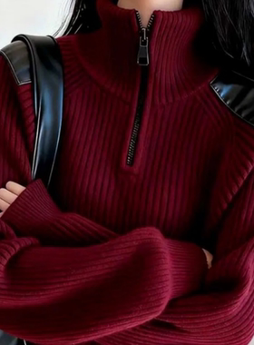 独特高端新中式国风毛衣女2026冬季新款爆款慵懒宽松超火针织上衣