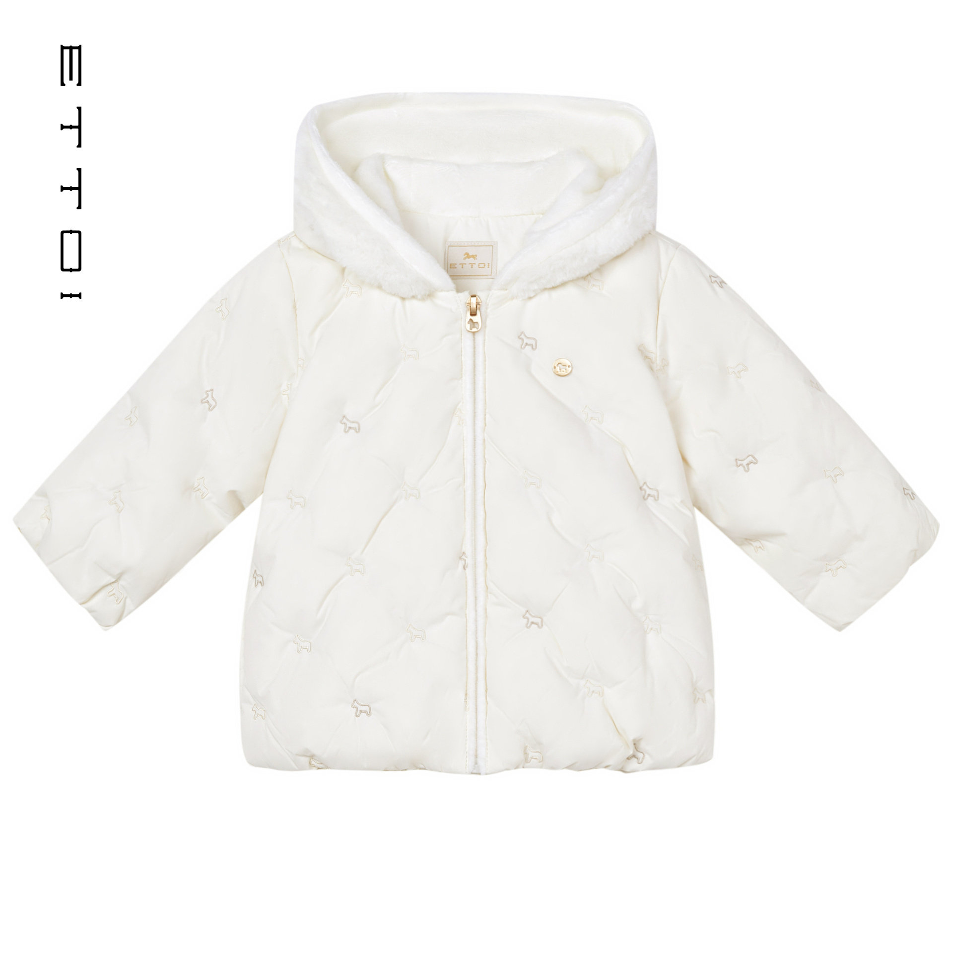朗姿童装/ETTOI爱多娃儿童羽绒服男女童刺绣连帽外套2025冬季新款