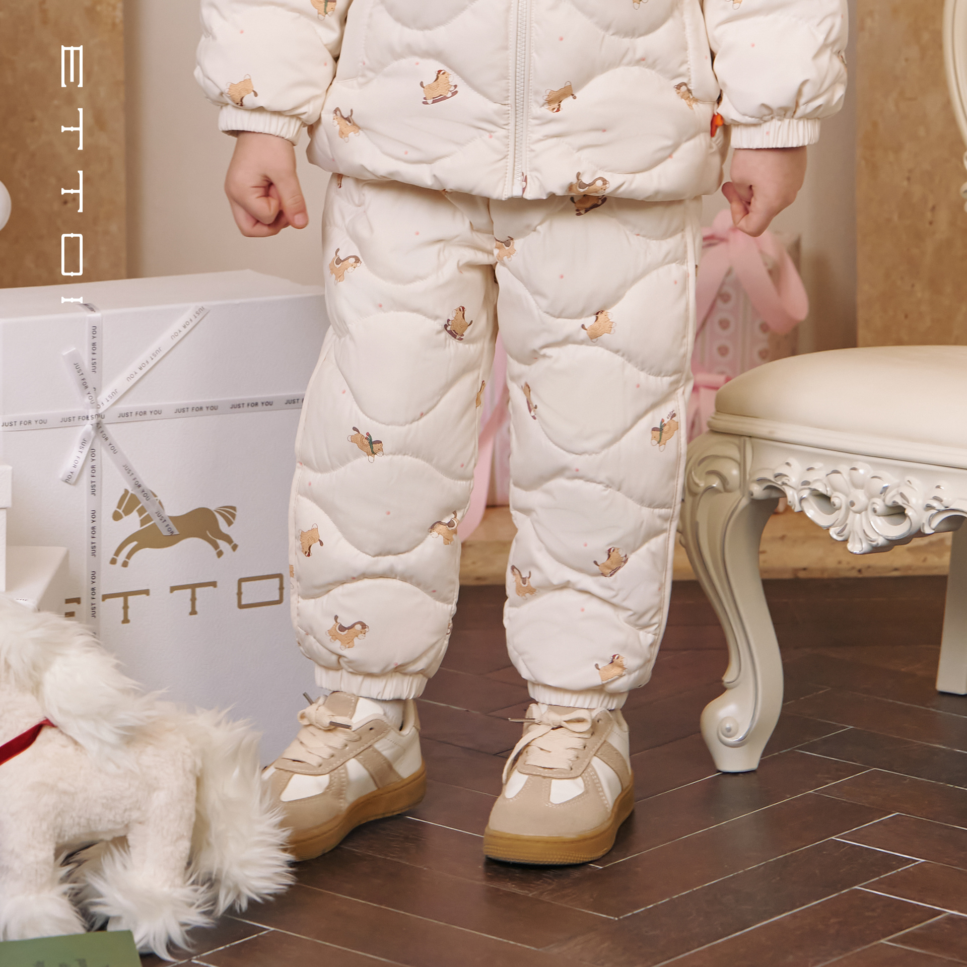 朗姿童装/ETTOI爱多娃男童羽绒裤儿童保暖鸭绒长裤2025年冬季新款