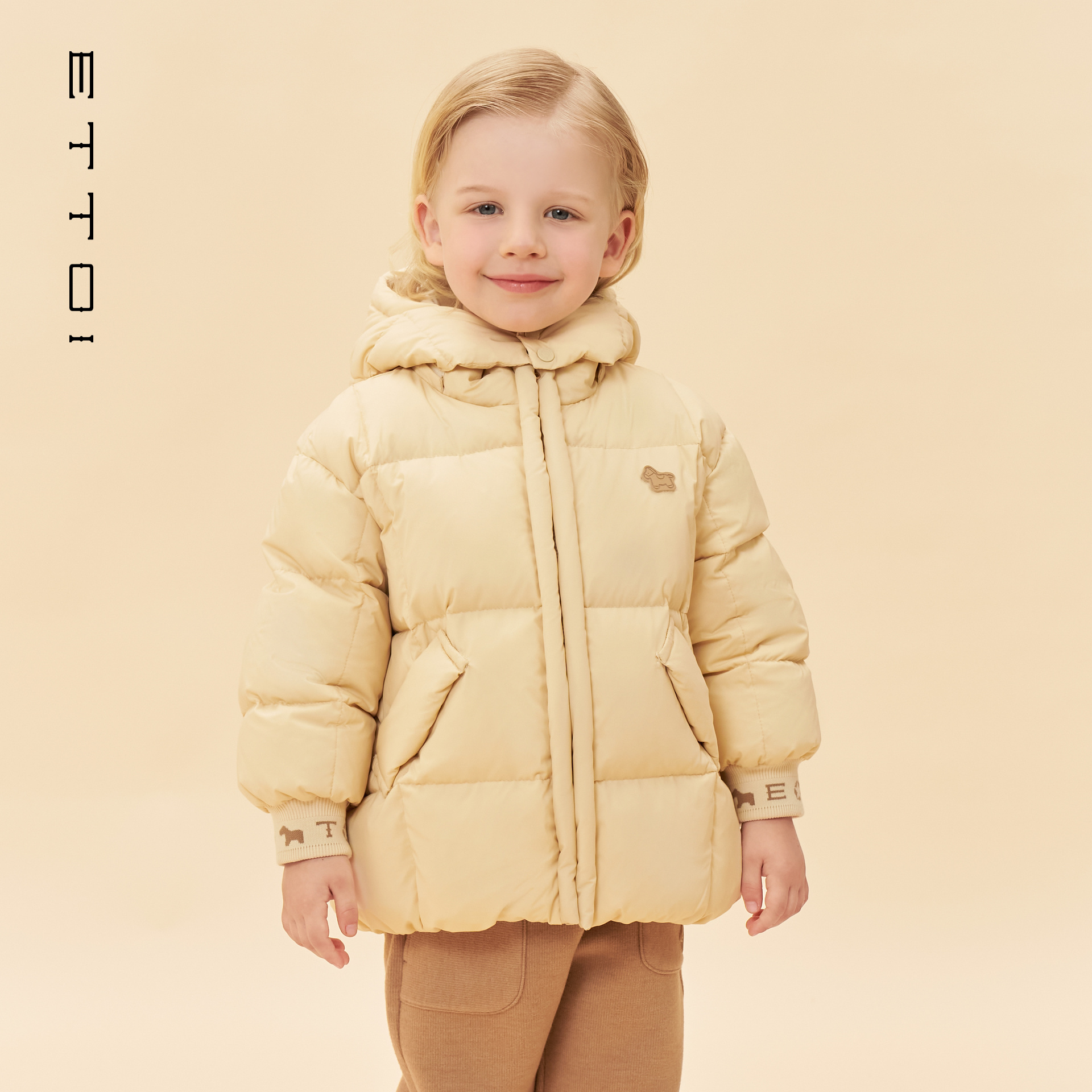 朗姿童装/ETTOI爱多娃儿童鸭绒羽绒服百搭保暖外套2025年冬季新款