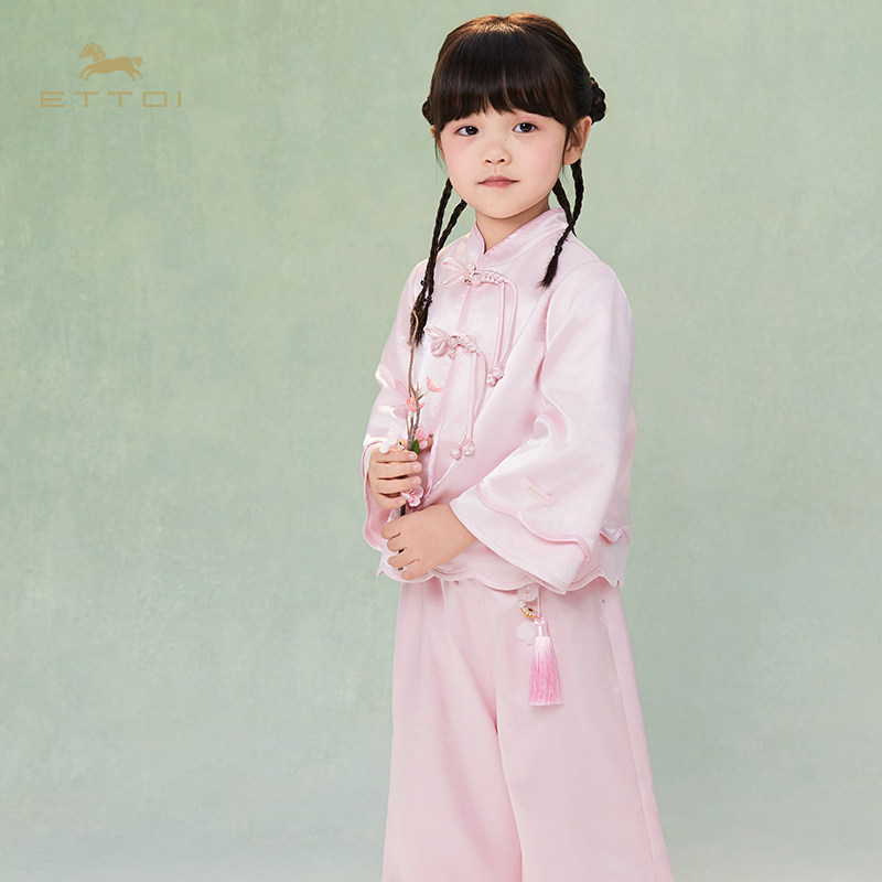 【桑蚕丝】ETTOI爱多娃女童新中式套装短外套/阔腿裤子春季新款,童装/婴儿装/亲子装,套装,淘宝优惠券,粉丝福利购,淘宝优惠卷