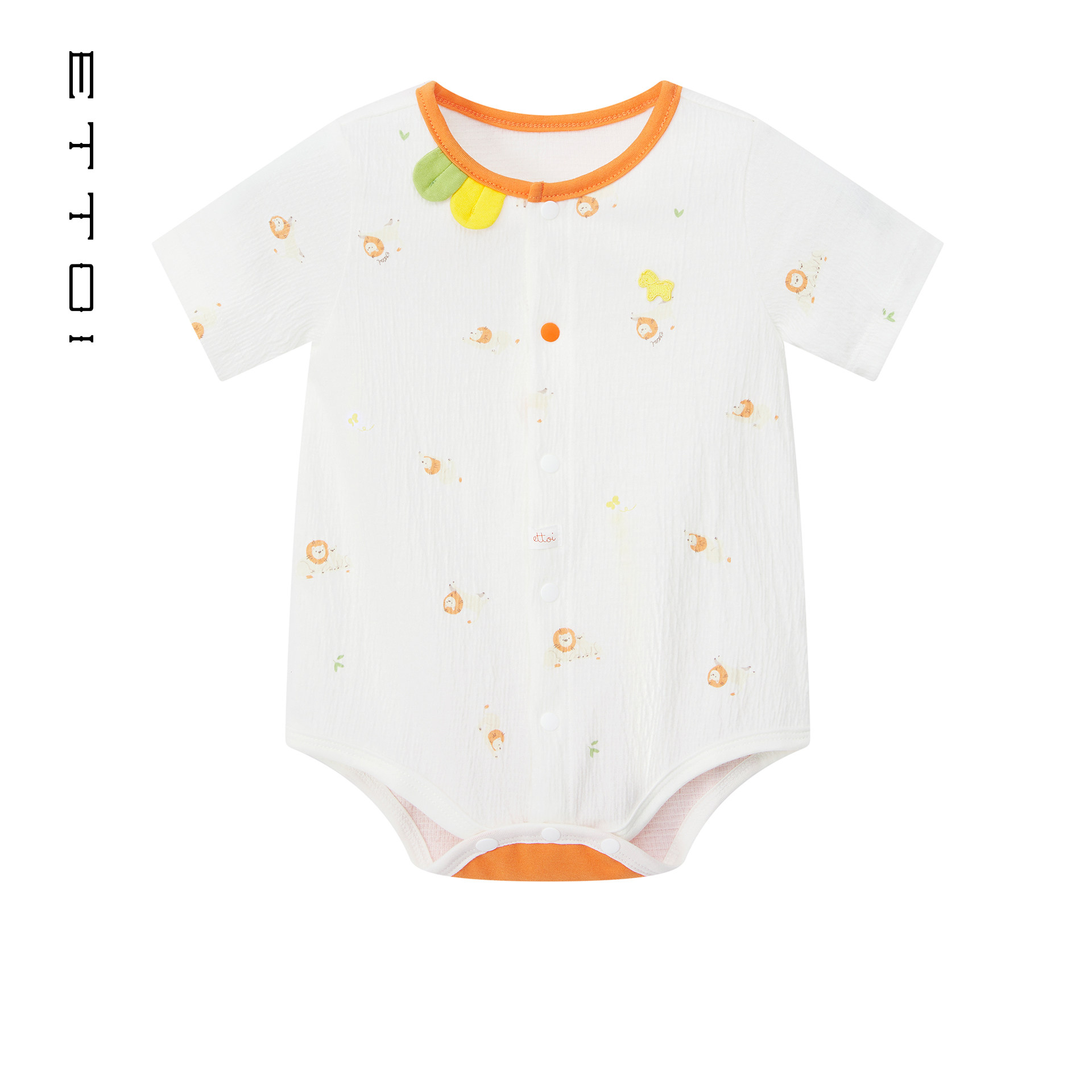 朗姿童装/ETTOI爱多娃新生婴儿棉质连身衣多巴胺包屁爬服夏季新款