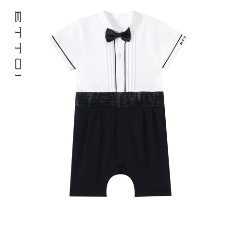朗姿童装/ETTOI爱多娃男童撞色英伦绅士风爬服儿童连体衣夏季新款