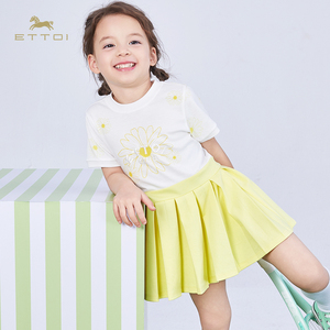 【100纯棉】ETTOI爱多娃女童百褶连衣裙多巴胺运动风裙子夏季新款