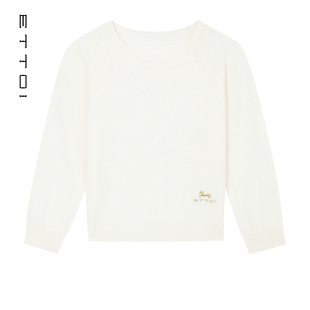 【100纯山羊绒】ETTOI爱多娃儿童圆领针织衫男女童毛衣冬季新款