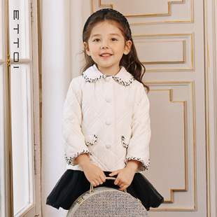 朗姿童装/ETTOI爱多娃儿童棉服女童小香风菱格外套2025年冬季新款