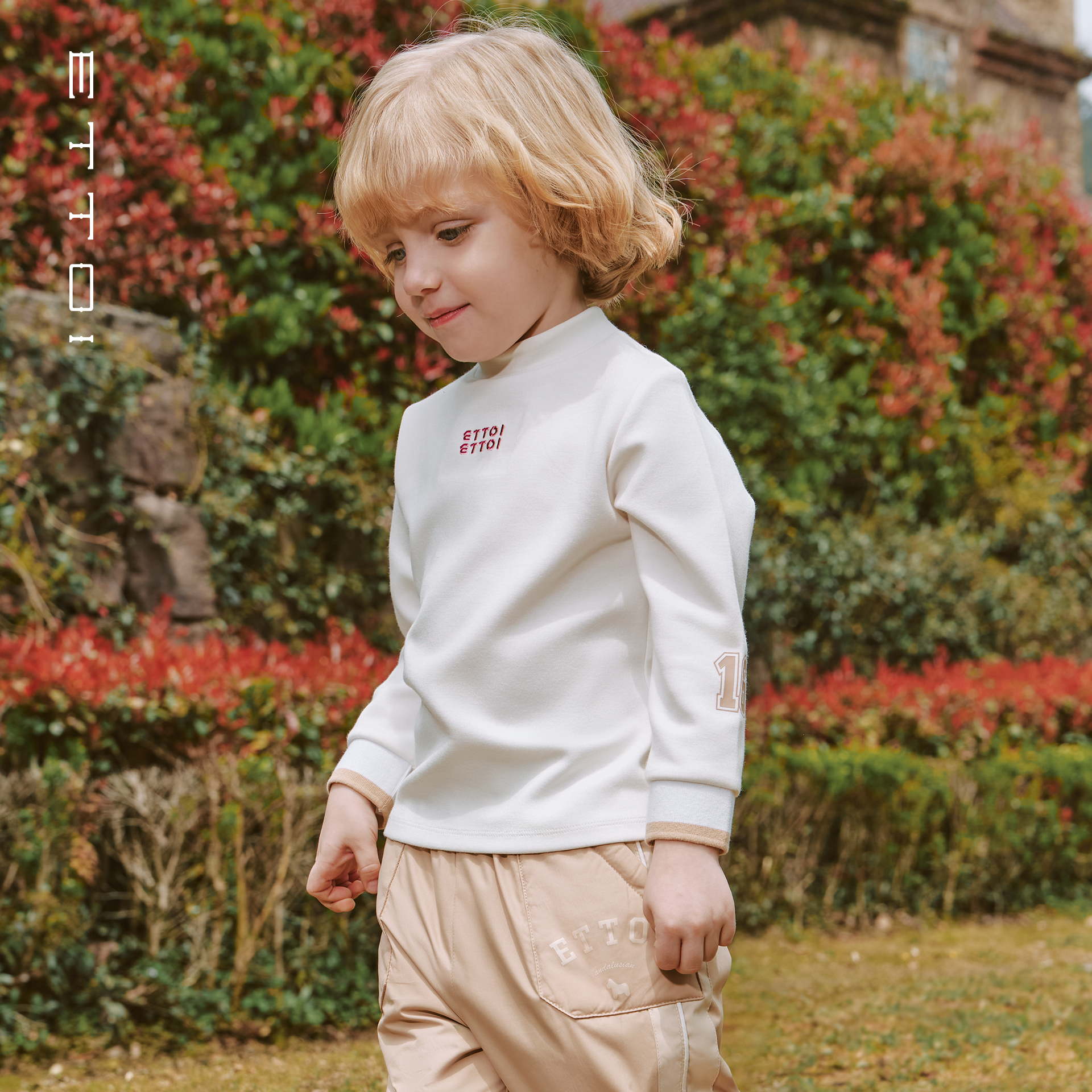 朗姿童装/ETTOI爱多娃儿童长袖T恤男女童百搭打底衫2025秋冬新款
