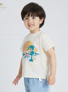 朗姿童装/ETTOI爱多娃儿童圆领印花短袖男童百搭印花T恤夏季新款