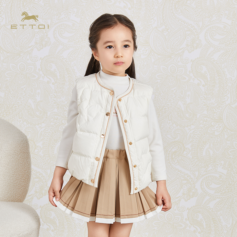 【朗姿集团】ETTOI爱多娃儿童羽绒马甲双色鸭绒休闲轻薄外套坎肩