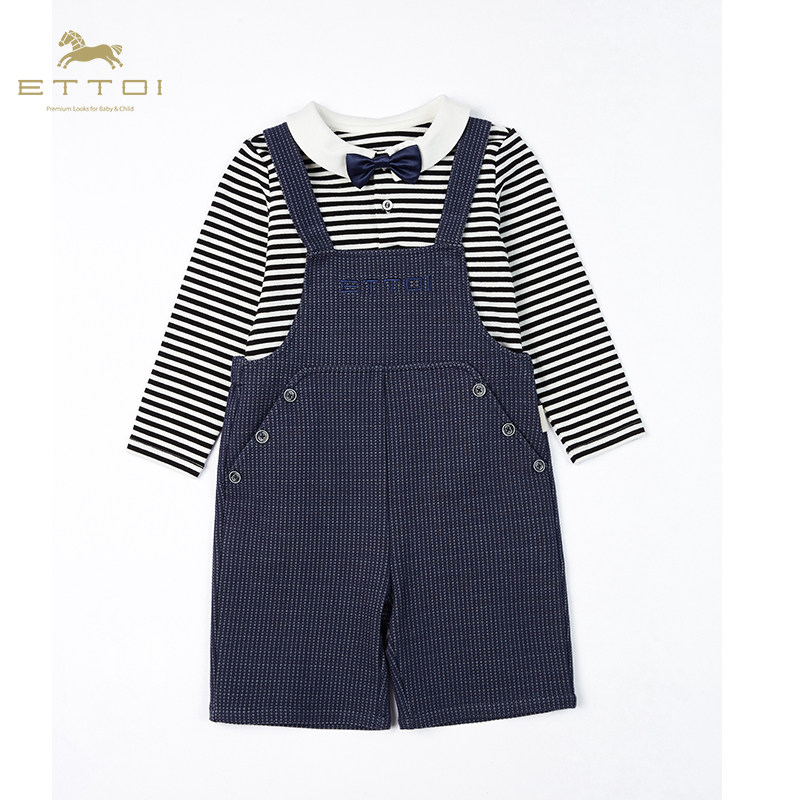 【朗姿集团】ETTOI爱多娃春秋款儿童条纹长袖上衣背带裤舒适两件,童装/婴儿装/亲子装,套装,淘宝优惠券,粉丝福利购,淘宝优惠卷