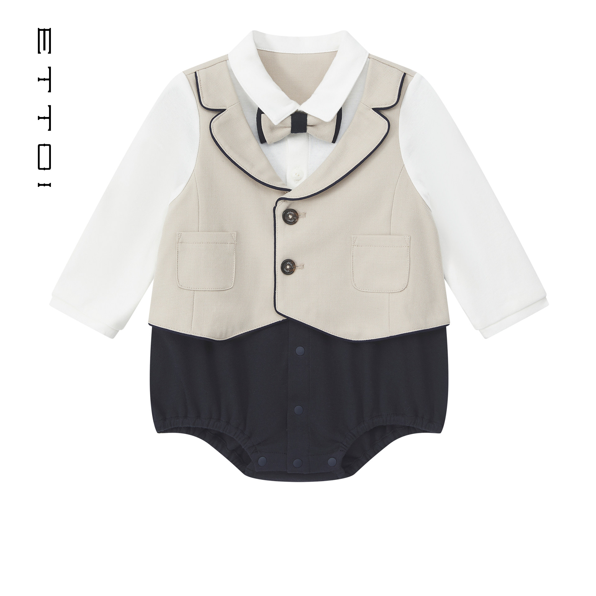 【绵羊毛】ETTOI爱多娃儿童英伦风连体服婴儿外出服2025秋季新款
