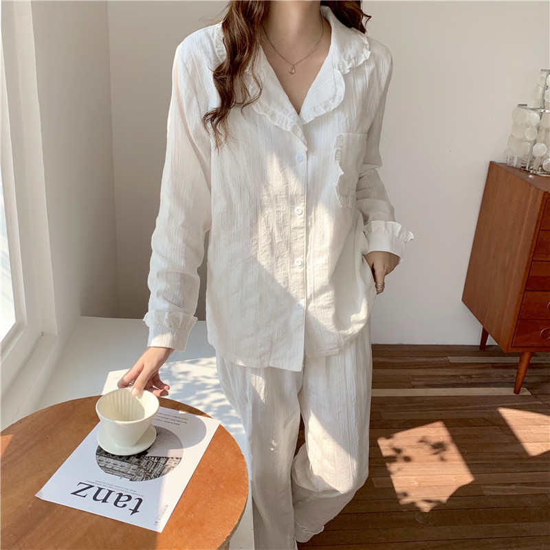 Real price cotton loose lace Jacquard casual pajamas home suit
